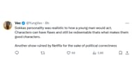 Netizens criticize as Netflix decides to remove Sokka's sexist personality from the live-action Avatar series (Image via X/@YungVec)